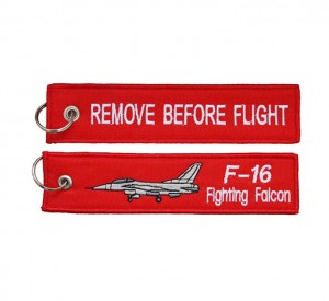 China custom airport   f-16   fighting falcon fabric  embroidery keychains