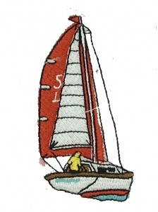 black brown funny cartoon patch sailing ship embroidery digitizing