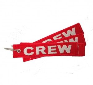 China hot sale crew  textile embroidery keyring