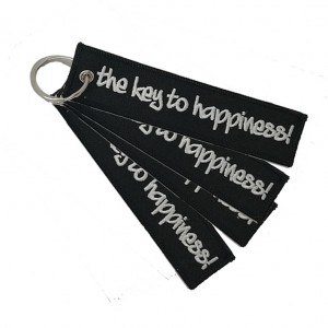 Custom made  the key to happiness embroidery keychain