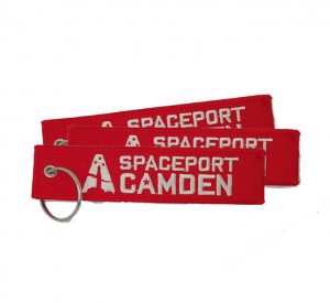 spaceport camden logo textile embroidery keychain