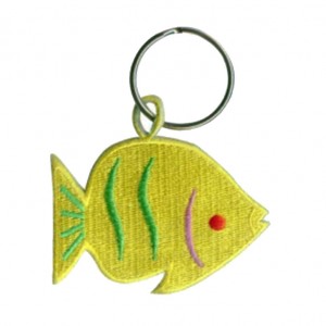 custom  fish logo textile embroidery keychain