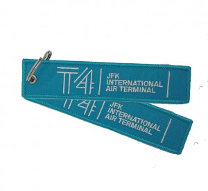 T4 logo textile embroidery keychain