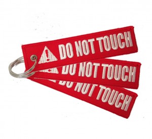 Wholesale hot sale do not touch textile embroidery keychain