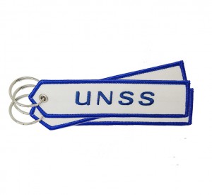 Custom promotion  cheap polyester unss logo embroidery  keychain