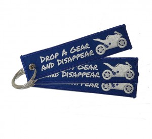 hot sale fabric / felt drop a gear and disappear textile embroidery key chain