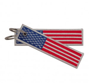 Custom made  cheap promotion polyester usa flag embroidery  keychain