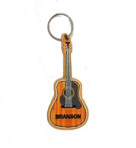 Promotional embroidery / woven guitar keychain  supplier