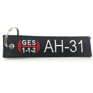 custom made cheap ah-31 logo embroidered keychain