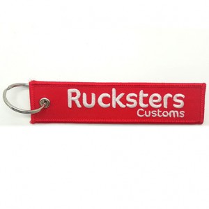 customised rucksters embroidery keychain tag