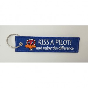 kiss a pilot letter embroidery keychain