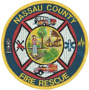 custom made nassau county fire rescue logo embroidery patch
