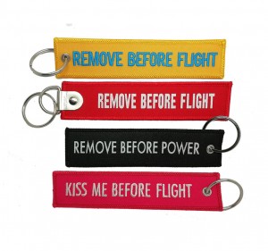 remove before flight key chain/ woven keychain /sublimation keychain
