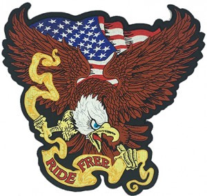 custom made ride-ftte-American-eagle logo mbroidery patch