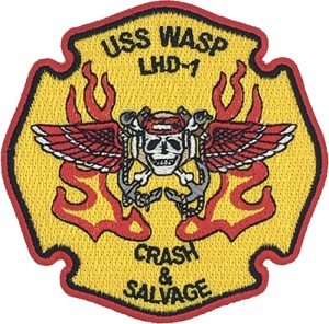 custom made uss wasp lhd-1 crash & salvage logo embroidery patch