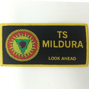 custom made  ts mildura logo school uniform clothing woven patch